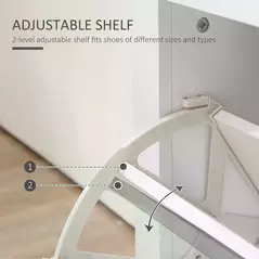 HOMCOM 2 Drawer Shoe Cabinet Modern Narrow Shoe Cupboard Hallway Wooden Storage Organiser with Flip Doors Adjustable Shelf for 6-12 Pairs, White - 5