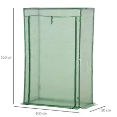 Outsunny 100 x 50 x 150cm Tomato Greenhouse Steel Frame PE Cover with Roll-up Door Outdoor for Backyard, Balcony, Garden, Green - 3