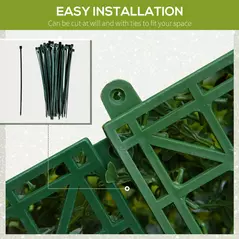 Outsunny 12PCS Artificial Boxwood Wall Panels 50cm x 50cm Grass Privacy Fence Screen Faux Hedge Greenery Backdrop Encrypted Milan Grass with White Flowers for Home Garden Backyard Balcony - 5