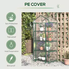 Outsunny 4 Tiers Mini Portable Greenhouse Compact Plant Grow Shed Metal Frame Transparent Clear Cover 160H x 70L x 50Wcm - 5