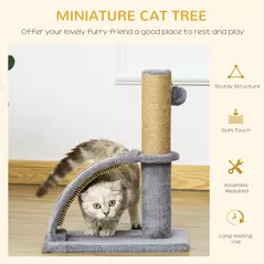 PawHut Cat Tree for Indoor Cats Climbing Activity Center Kitten Tower Furniture with Jute Post Scratching Massage Board Hanging Ball with Bell 34 x 24 x 43cm Grey - 4