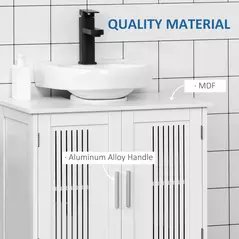 kleankin Modern Under Sink Cabinet with 2 Doors, Bathroom Vanity Unit, Pedestal Under Sink Design, Storage Cupboard with Adjustable Shelves, White - 6