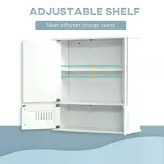 kleankin Bathroom Mirror Cabinet, Wall Mounted Storage Cupboard with Double Doors and Adjustable Shelf, Bathroom Organizer, White - 4