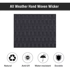 Outsunny 2 Seater Rattan Lounger Adjustable Double Chaise Chair Loveseat w/ Cushion Black - 5