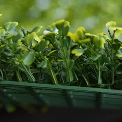 Outsunny 12PCS Artificial Boxwood Wall Panels 50cm x 50cm Grass Privacy Fence Screen Faux Hedge Greenery Backdrop Encrypted Milan Grass with White Flowers for Home Garden Backyard Balcony - 9