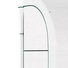 Outsunny Outdoor Walk-In Greenhouse, Plant Nursery with Zippered Doors, PE Cover and 3-Tier Shelves, White, 300 x 150 x 213 cm - 8
