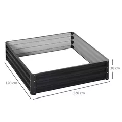 Outsunny 432L Square Raised Garden Bed Box with Weatherized Steel Frame for Vegetables, Flowers and Herbs, 120 x 120 x 30cm, Grey - 3