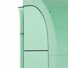 Outsunny Walk-In Lean to Greenhouse with Windows and Zippered Doors, 2 Tiers 6 Wired Shelves 300L x 150W x 213Hcm Green - 8