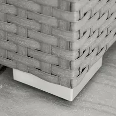 Outsunny 6 Pieces Outdoor PE Rattan Wicker Corner Sofa Set with 10cm Thick Padded Cushions, Aluminium Conservatory Furniture with Glass Top Coffee Table, Footstools, Grey - 8