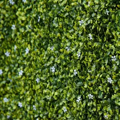 Outsunny 12PCS Artificial Boxwood Wall Panels 50cm x 50cm Grass Privacy Fence Screen Faux Hedge Greenery Backdrop Encrypted Milan Grass with White Flowers for Home Garden Backyard Balcony - 8