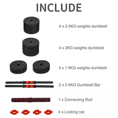 HOMCOM 25kg 2 IN 1 Adjustable Dumbbells Weight Set, Dumbbell Hand Weight Barbell for Body Fitness, Lifting Training for Home, Office, Gym, Black - 5