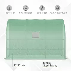 Outsunny Walk-In Lean to Greenhouse with Windows and Zippered Doors, 2 Tiers 6 Wired Shelves 300L x 150W x 213Hcm Green - 6