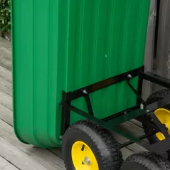 Outsunny 125 Litre Large Garden Cart Heavy Duty 4 Wheel Trolley Dump Wheelbarrow Tipping Truck Trailer - Green - 7
