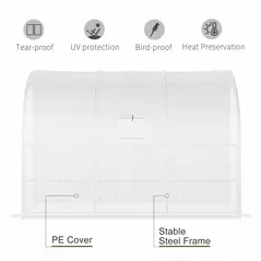 Outsunny Outdoor Walk-In Greenhouse, Plant Nursery with Zippered Doors, PE Cover and 3-Tier Shelves, White, 300 x 150 x 213 cm - 5