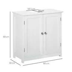 kleankin Under Sink Bathroom Cabinet, Freestanding Under Sink Cabinet with 2 Doors and Adjustable Shelf for Basin without or with Pedestal, White - 3