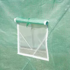 Outsunny Walk-in Polytunnel Greenhouse, Outdoor Garden Tunnel Greenhouse Tent with Zipped Roll-Up Door and 8 Mesh Windows, 6 x 3M - 9