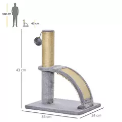 PawHut Cat Tree for Indoor Cats Climbing Activity Center Kitten Tower Furniture with Jute Post Scratching Massage Board Hanging Ball with Bell 34 x 24 x 43cm Grey - 3