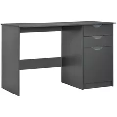HOMCOM Computer Desk with Drawers, High Gloss Home Office Desk with Storage Cabinet, Study Workstation, 120 x 60cm, Grey - 1