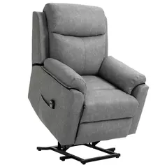 HOMCOM Faux Leather 70° Electric Riser Recliner Chair - Grey - 1