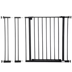 PawHut Dog Gate Pet Safety Gate Stair Barrier Pressure Fit Adjustable 76-82/86-97/101-107 cm, Black - 7