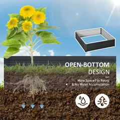 Outsunny 432L Square Raised Garden Bed Box with Weatherized Steel Frame for Vegetables, Flowers and Herbs, 120 x 120 x 30cm, Grey - 6
