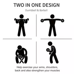 HOMCOM 25kg 2 IN 1 Adjustable Dumbbells Weight Set, Dumbbell Hand Weight Barbell for Body Fitness, Lifting Training for Home, Office, Gym, Black - 6