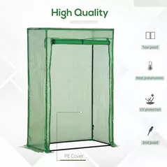 Outsunny 100 x 50 x 150cm Tomato Greenhouse Steel Frame PE Cover with Roll-up Door Outdoor for Backyard, Balcony, Garden, Green - 4