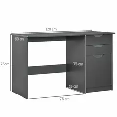HOMCOM Computer Desk with Drawers, High Gloss Home Office Desk with Storage Cabinet, Study Workstation, 120 x 60cm, Grey - 3