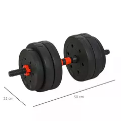 HOMCOM 25kg 2 IN 1 Adjustable Dumbbells Weight Set, Dumbbell Hand Weight Barbell for Body Fitness, Lifting Training for Home, Office, Gym, Black - 3