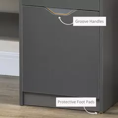 HOMCOM Computer Desk with Drawers, High Gloss Home Office Desk with Storage Cabinet, Study Workstation, 120 x 60cm, Grey - 6