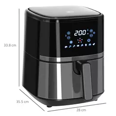 HOMCOM 4.5L Air Fryer, 8-in-1 Digital Air Fryer Oven with Rapid Air Circulation, Temp Control & Timer, Non-stick Basket, Oil-Free Cook, 1500W, Black - 3