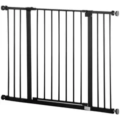 PawHut Dog Gate Pet Safety Gate Stair Barrier Pressure Fit Adjustable 76-82/86-97/101-107 cm, Black - 1