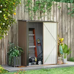 Outsunny 5.3 x 3.1ft Corrugated Steel Garden Shed - Brown - 2