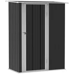 Outsunny 5ft x 3ft Garden Storage Shed, Outdoor Metal Shed with Sloped Roof, Lockable Door for Tools, Equipment, Grey - 1