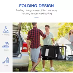 Outsunny Set of 2 Portable Folding Recliner Metal Outdoor Patio Chaise Lounge Chairs with Adjustable Backrest, Black - 4