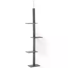 PawHut 260cm Floor To Ceiling Cat Tree for Indoor Cats w/ Three Platforms Activity Centre - Grey - 1