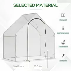 Outsunny Walk In Tomato Greenhouse Garden Outdoor Mini Greenhouse Flower Planter Steel Frame with Zipped Door & Window, PE Cover, 180 x 100 x 168CM,  White - 4