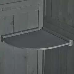 Outsunny Wooden Garden Shed, Utility Outdoor Small Shed with Lockable Double Doors, Shelves and Roof Hatch, Grey - 8