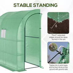 Outsunny Small Lean to Greenhouse 3-Tier with Shelves Outdoor, Green - 4