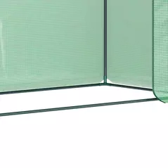 Outsunny Small Walk-in Garden Greenhouse with Steel Frame, Large Roll-up Door and Windows, 200Lx76Wx168Hcm, Green - 9