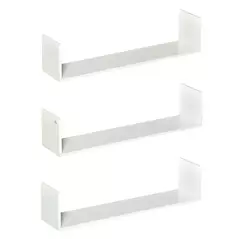HOMCOM Set of 3 Wooden U-Shaped Floating Shelves Set, 80cm Wall Mounted Hanging Bookshelf, CD DVD Storage Display for Bedroom Living Room Kitchen, White - 7