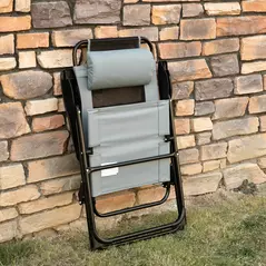 Outsunny Set of 2 Portable Folding Recliner Outdoor Patio Adjustable Backrest, Grey - 7