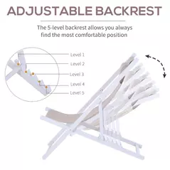 Outsunny Set of 2 Folding Garden Beach Aluminium Frame Deck Chairs Deckchairs Seaside Folding Garden Patio Lounger, Beige - 7