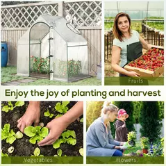 Outsunny Walk In Tomato Greenhouse Garden Outdoor Mini Greenhouse Flower Planter Steel Frame with Zipped Door & Window, PE Cover, 180 x 100 x 168CM,  White - 7