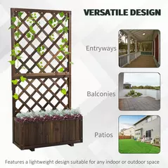 Outsunny Garden Planter with Trellis, 45L Raised Bed for Climbing Plants, Vines, Flowers, Outdoor Planter Box for Patio, 72.5 x 31.5 x 149.5 cm, Carbonised Finish - 6