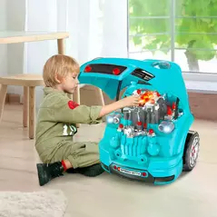 HOMCOM Kids Truck Engine Toy Set, with Horn, Light, Car Key, for Ages 3-5 Years - Teal - 2