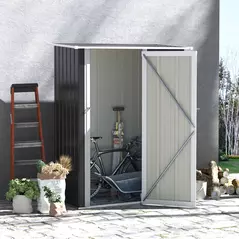 Outsunny 5ft x 3ft Garden Storage Shed, Outdoor Metal Shed with Sloped Roof, Lockable Door for Tools, Equipment, Grey - 2