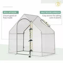 Outsunny Walk In Tomato Greenhouse Garden Outdoor Mini Greenhouse Flower Planter Steel Frame with Zipped Door & Window, PE Cover, 180 x 100 x 168CM,  White - 5