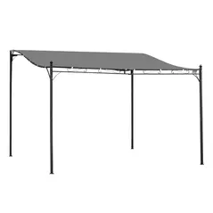 Outsunny 4 x 3 Meters Canopy Metal Wall Gazebo Awning Garden Marquee Shelter Door Porch - Grey - 1