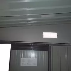 Outsunny 11.3 x 9.2ft Lean to Metal Garden Shed, Outdoor Galvanised Tool Storage House with Double Sliding Doors and 2 Air Vents, Grey - 9